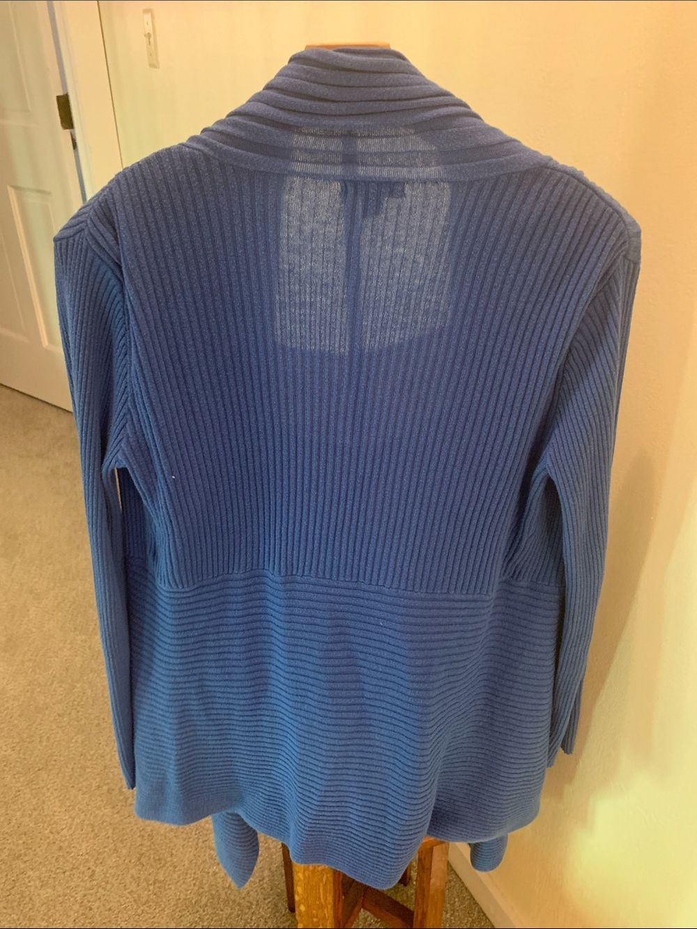 George Open-Front Ribbed Cardigan in Blue - Picture 3 of 3